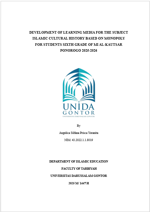PENGEMBANGAN MEDIA PEMBELAJARAN MATERI SEJARAH KEBUDAYAAN ISLAM BERBASIS MONOPOLI PADA KELAS VI 
MI AL-KAUTSAR PONOROGO